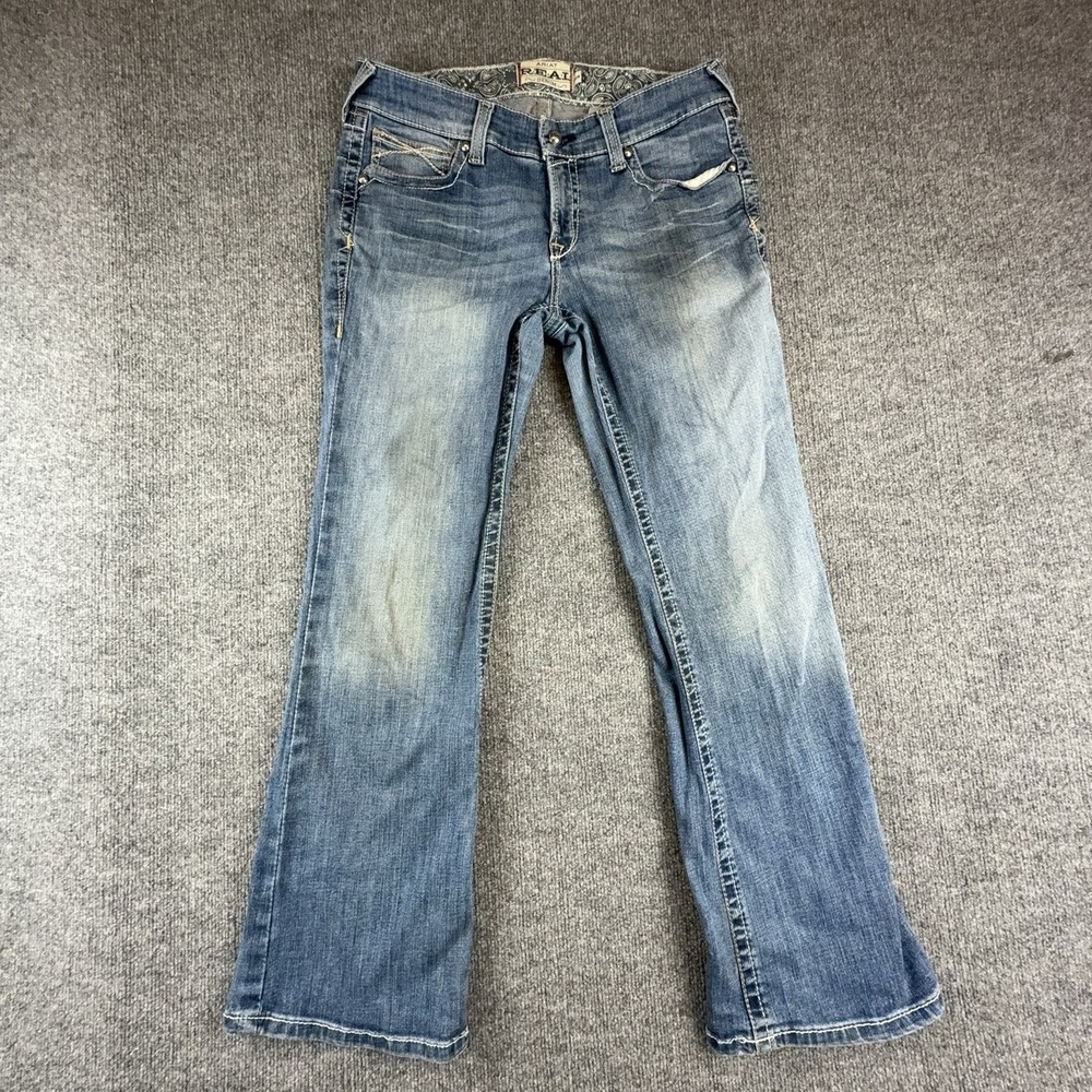 Ariat Womens REAL Mid Rise Bootcut Embroidered Stretch Jeans Blue 31S
